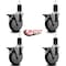 Service Caster 5'' Black Poly Swivel 1-5/8'' Expanding Stem Caster Set with Brake, 4PK SCC-EX20S514-PPUB-BLK-PLB-158-4 - alternate 4